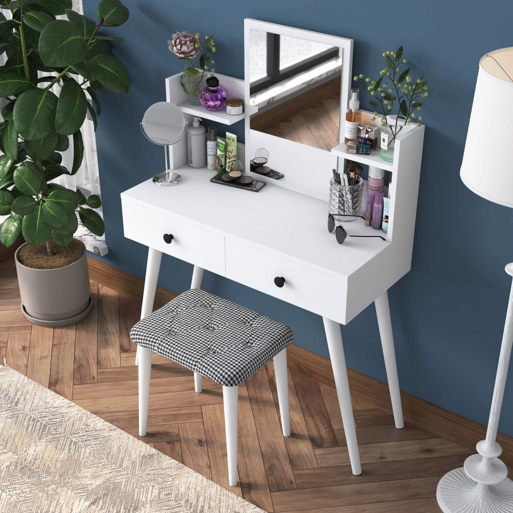 Mobile da Trucco Sutera, Toeletta Specchio Incluso, 103x40x112h cm Bianco
