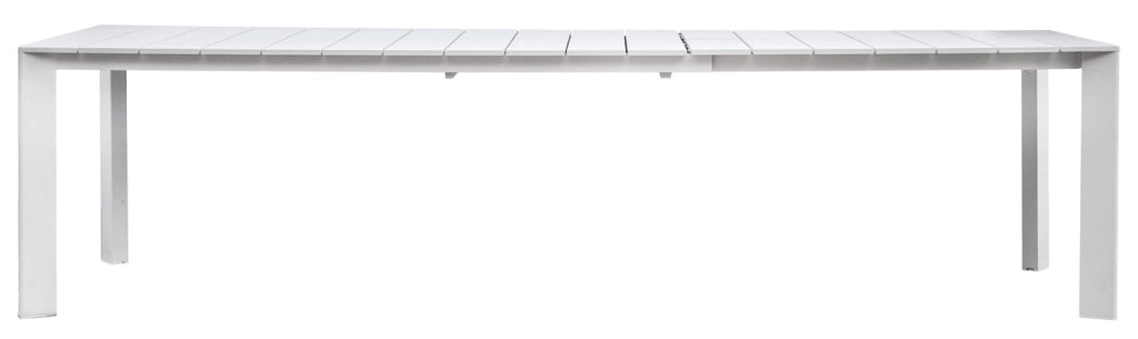 Tavolo Nettuno - Allungabile  200/300 X 100 Cm - Piano A Doghe In Alluminio - Allungo Con Gambe Scorrevoli Colore: Bianco