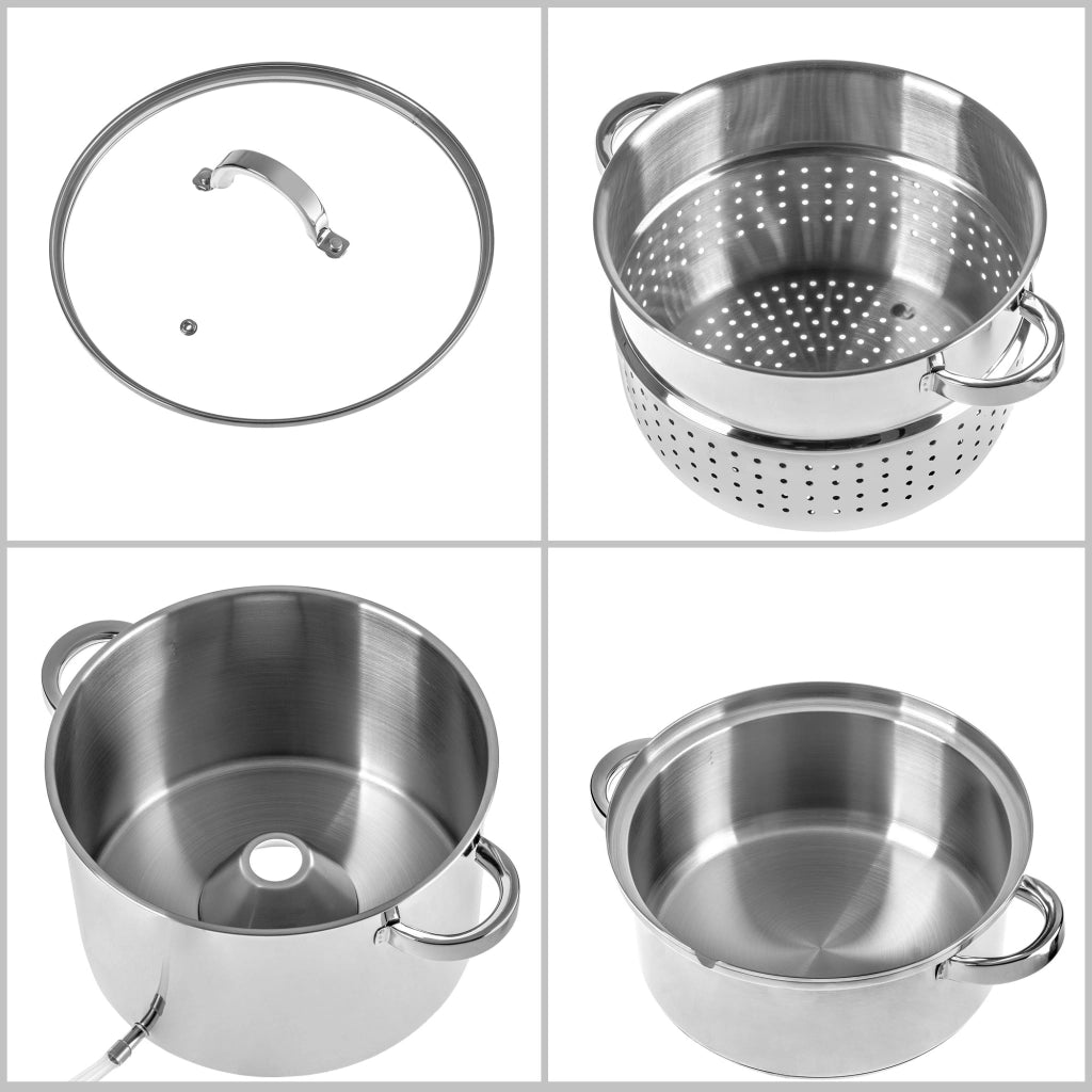 KADAX Spremiagrumi da 8 litri in acciaio inox, a vapore, a induzione e a gas, 3 in 1, grande
