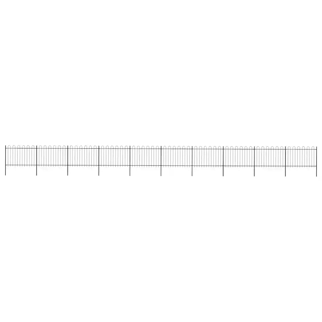 Recinzione da Giardino con Parte Superiore ad Anello in Acciaio 1781,5x120 cm Nero 277674