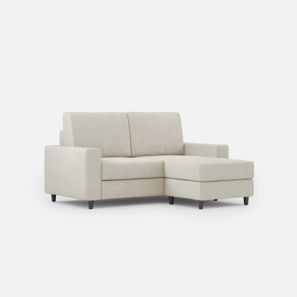 Divano sakar 2 posti medio  (due sedute da 70cm) + pouf misure esterne l.168 p.145 | latte - Mobili 2G