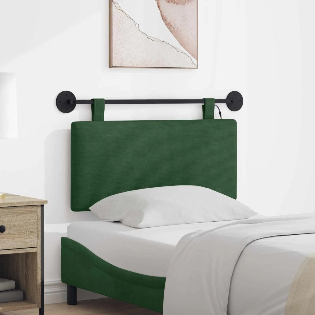 Testiera | Testata sospesa Con luce LED Verde Giungla Tessuto in Cords