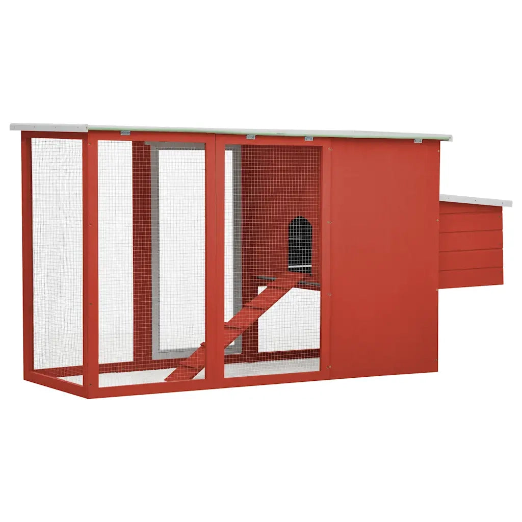 Pollaio all'Aperto con 1 Casetta di Cova in Legno Rosso cod mxl 52811