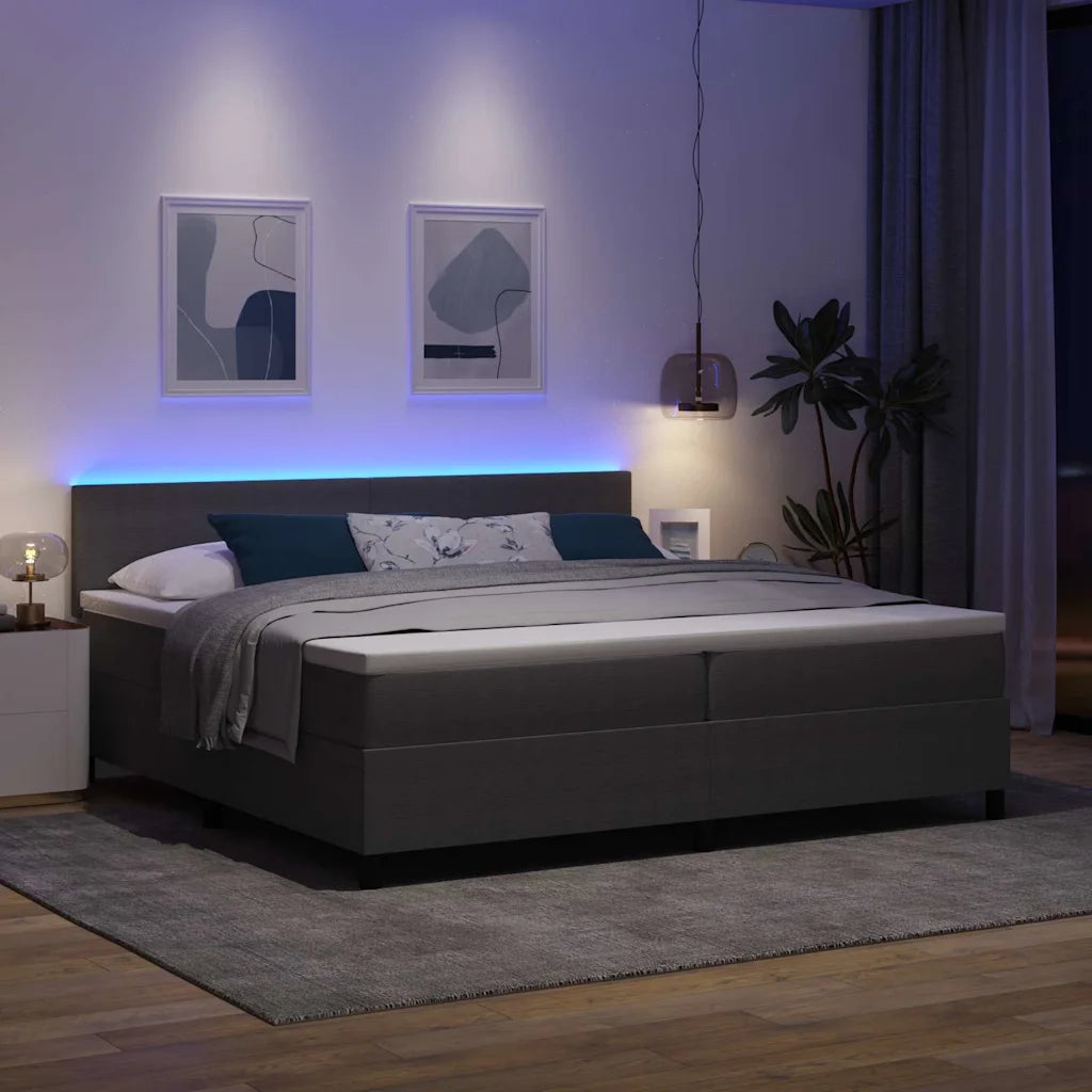 Letto a Sorgente LED Grigio chiaro e bianco 200 x 200 cm 3337615