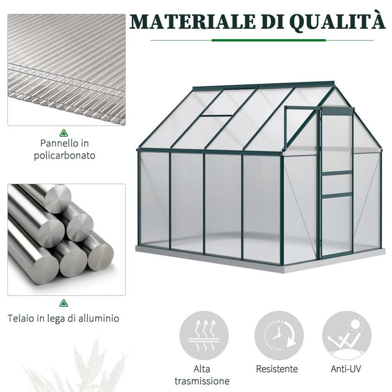 SERRA IN POLICARBONATO METALLO E ALLUMINIO ANTI-UV E ANTIVENTO 190X253X199CM