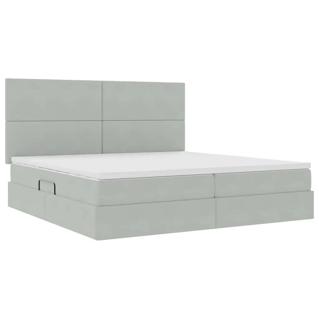 Letto con contenitore e LED Grigio chiaro 200 x 200 cm Velluto