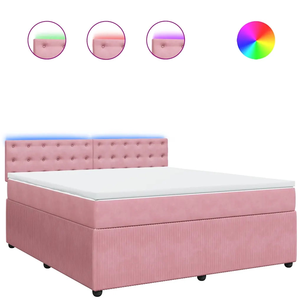 Giroletto a Molle con Materasso Rosa 180x200 cm in Velluto 3290123