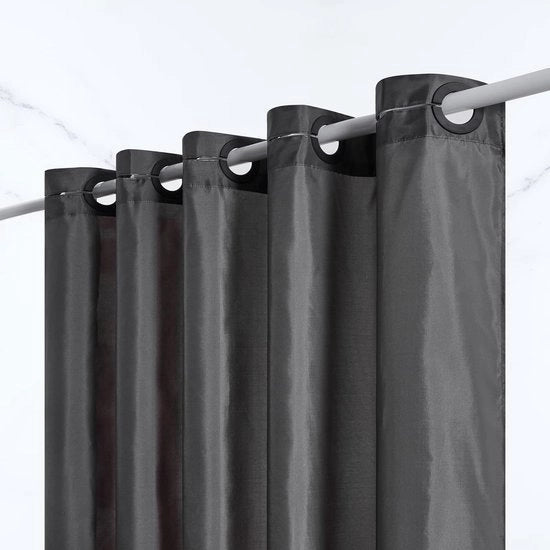 Gordiglio per Doccia Antimuffa in Poliestere Tessuto Impermeabile per Doccia a Parete o Bagno, Materiale Lavabile, colore Grigio Scuro, dimensioni 240x183cm.