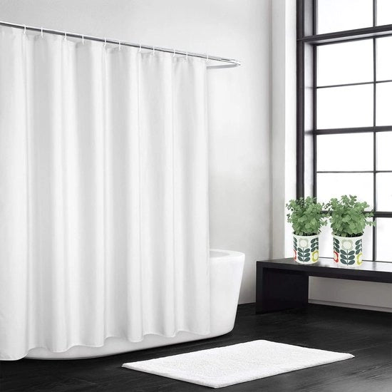 Douchegordijn in lino, peso 240 g/m², stile hotel, lavabile - bianco - 279 x 200 cm - Accessorio per la stanza da bagno