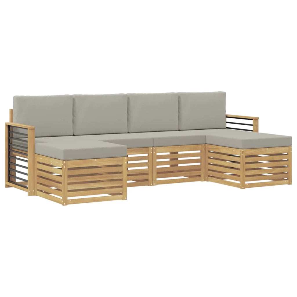 Set divani 6 pcs Bianco e Grigio Chiaro 249 x 122,5 x 73 cm
