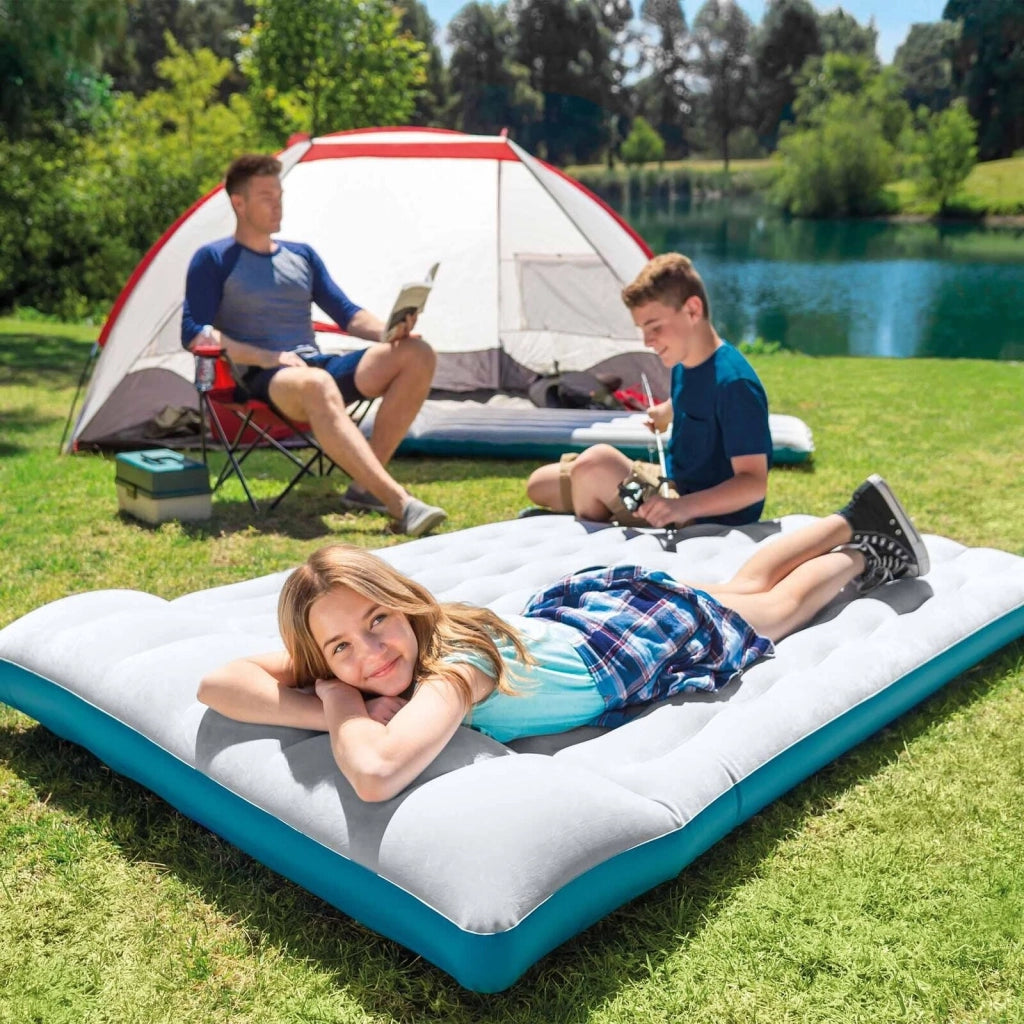 Intex 67999 Materasso Gonfiabile Camping Laminato Matrimoniale 193x127x24 cm Portata 272 Kg colore Blu Grigio