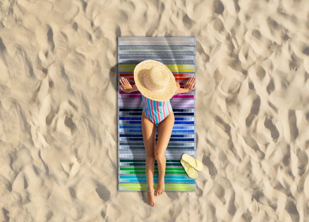 Telo Mare Jacquard Spugna Asciugamano Spiaggia Disegno Cile