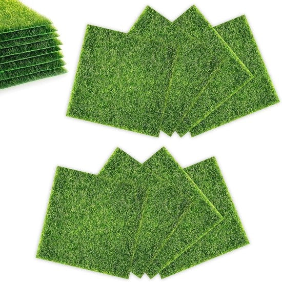 8 pezzi di decorazione di erba sintetica - decorazione di erba sintetica realistica per giardino - terrazza balcone tavolo pavimento - miniatura di giardino per casa di bambole decorazione 15x15cm