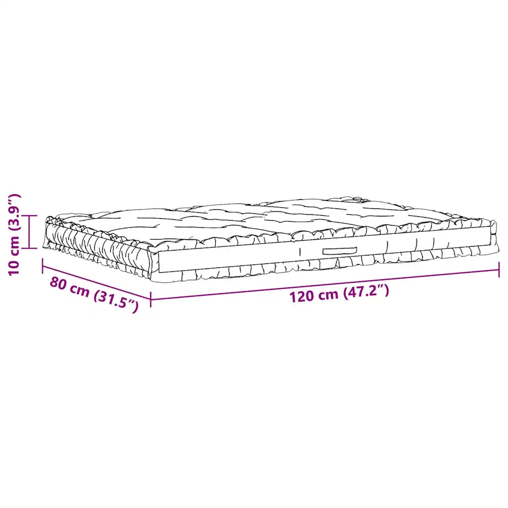 Cuscino per Pallet e Pavimento in Cotone 120x80x10 cm Beige