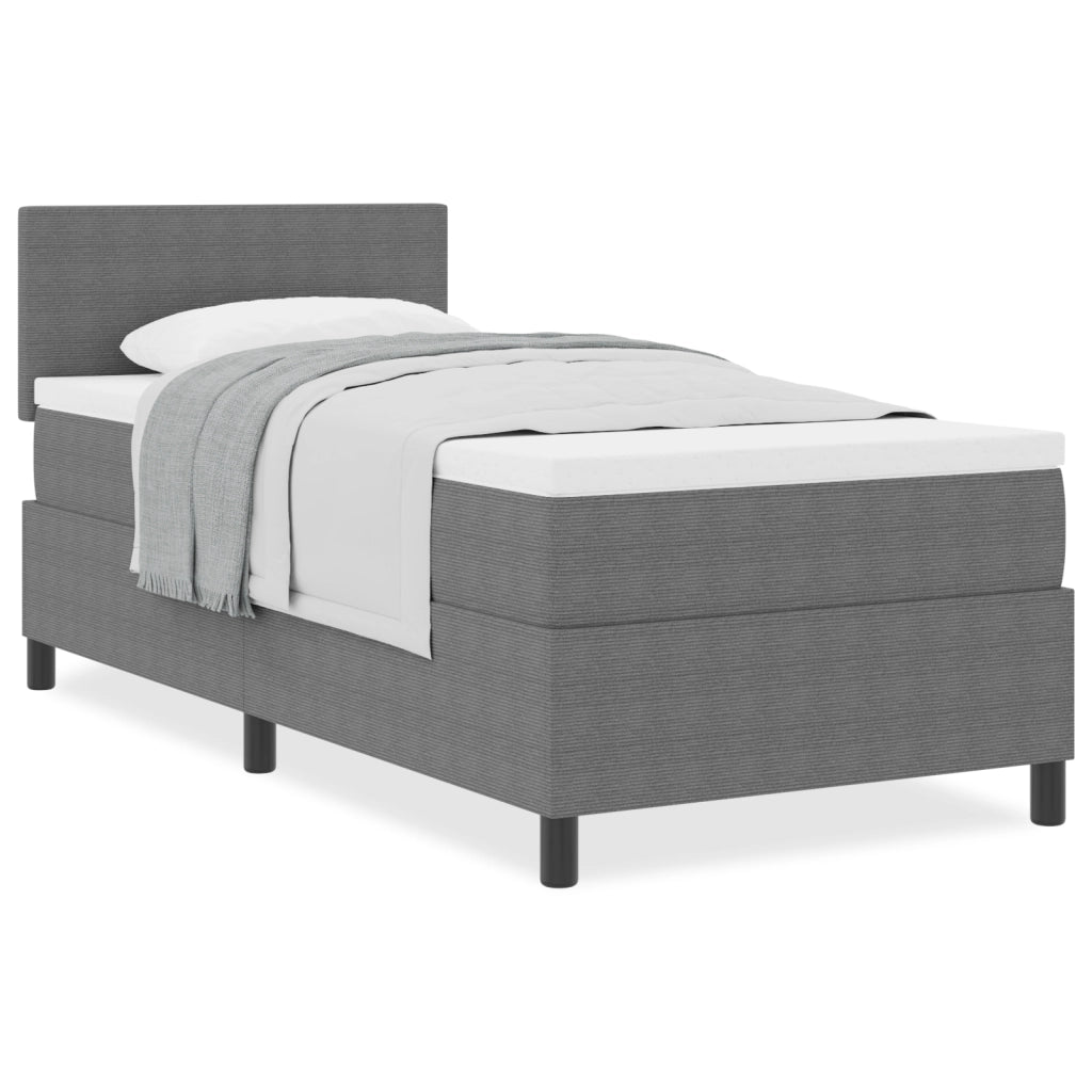 Letto con rete a doghe con materasso grigio chiaro 80x200 cm tessuto a coste