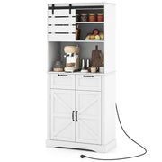 Mobile dispensa da cucina con presa di corrente armadio alto con ante, Mobile supporto per microonde con spazio-Credenze buffet