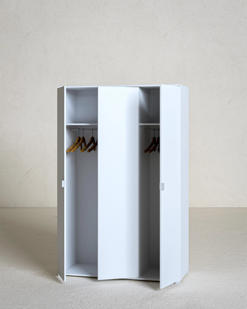 Armadio Dracaena - Guardaroba moderno - 3 anta - Struttura bianca - 2 ripiano incluso - 120 x 52 x 177 cm_