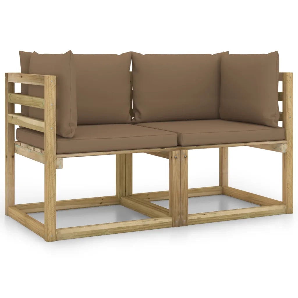 Divani Angolari da Giardino & Cuscini 2pz Pino Impregnato Verde 3065174