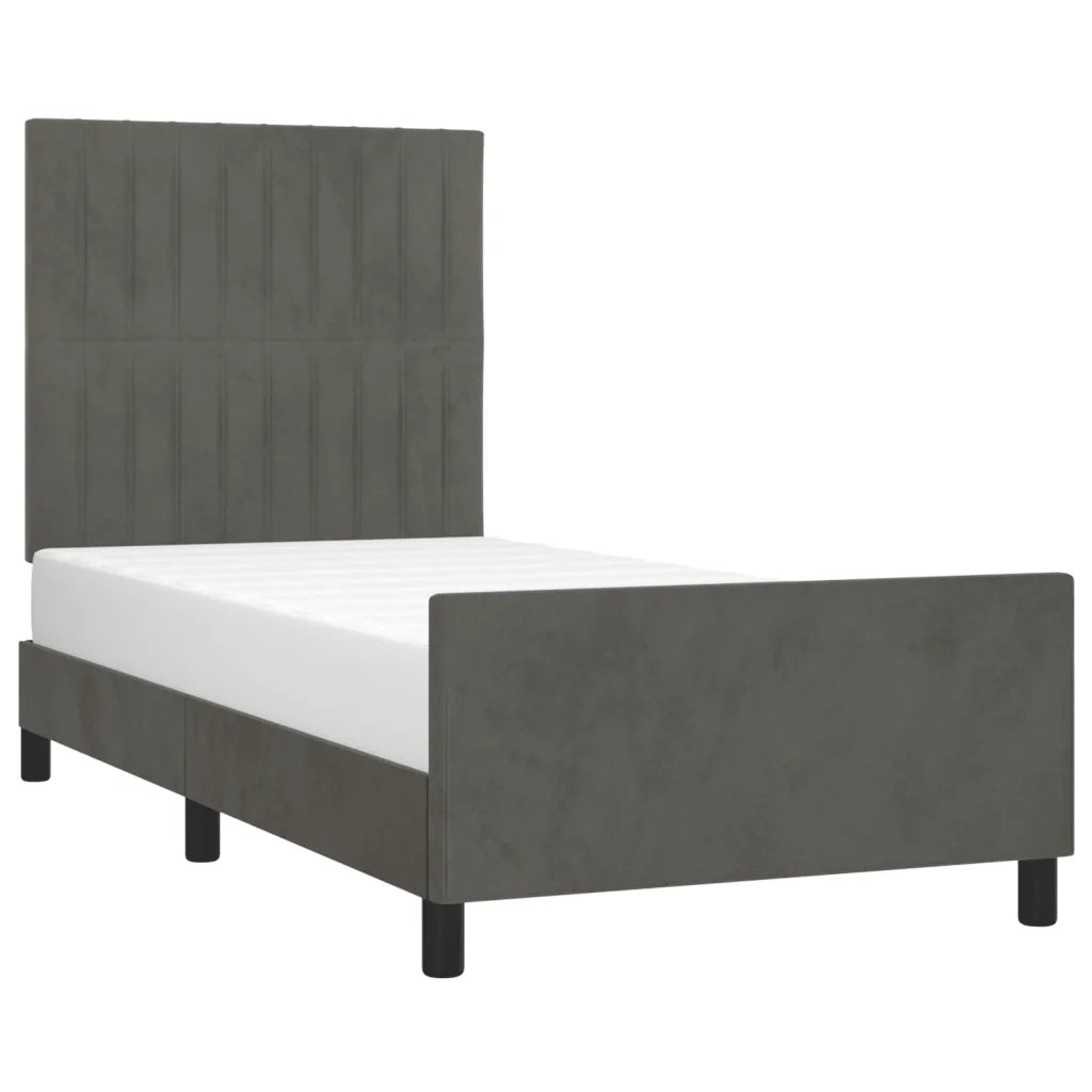 Giroletto con Testiera Grigio Scuro 90x200 cm in Velluto cod mxl 58983