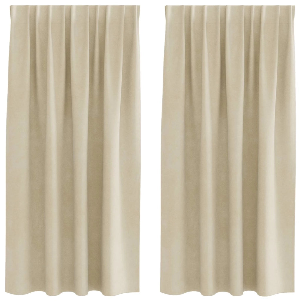 Tende Oscuranti | Tende Blackout 2 pz Crema 140 x 175 cm Velluto