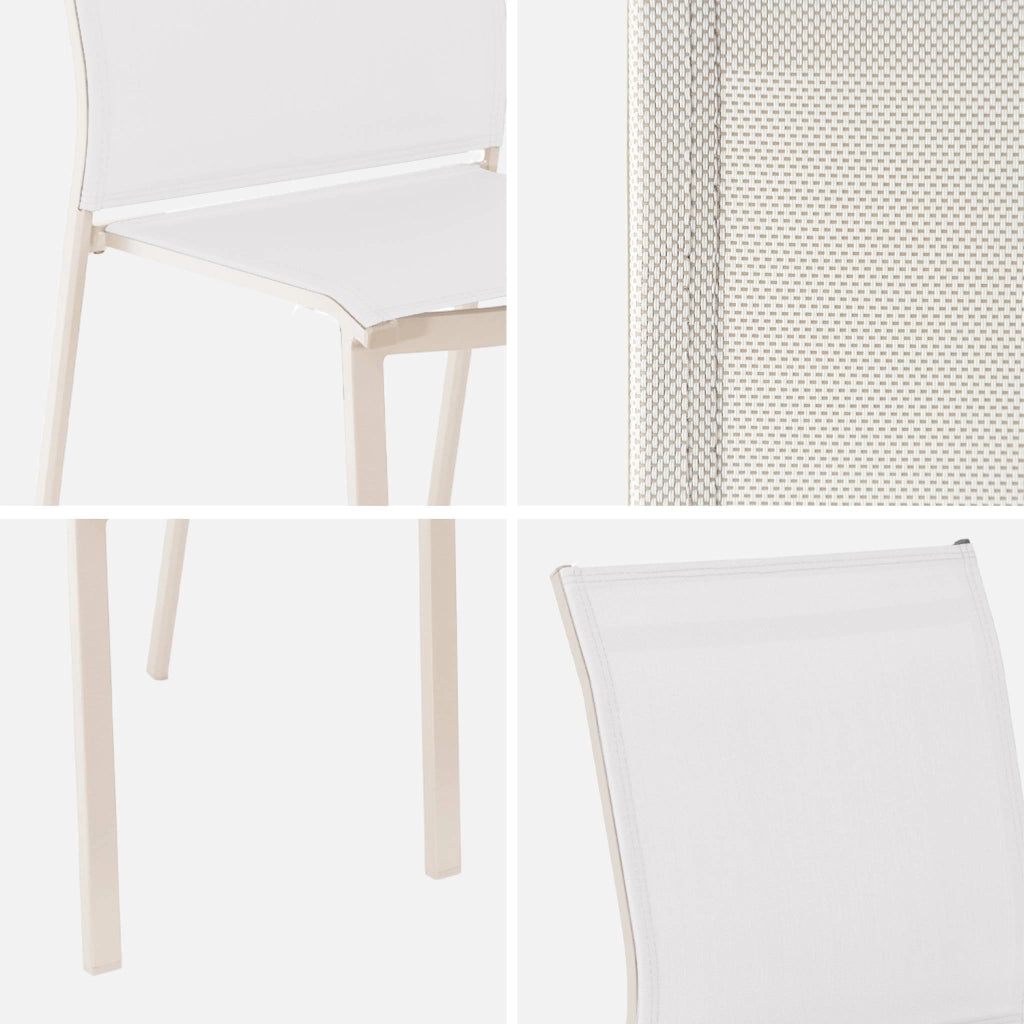 Set 2 sedie da giardino impilabili in alluminio e textilene, beige