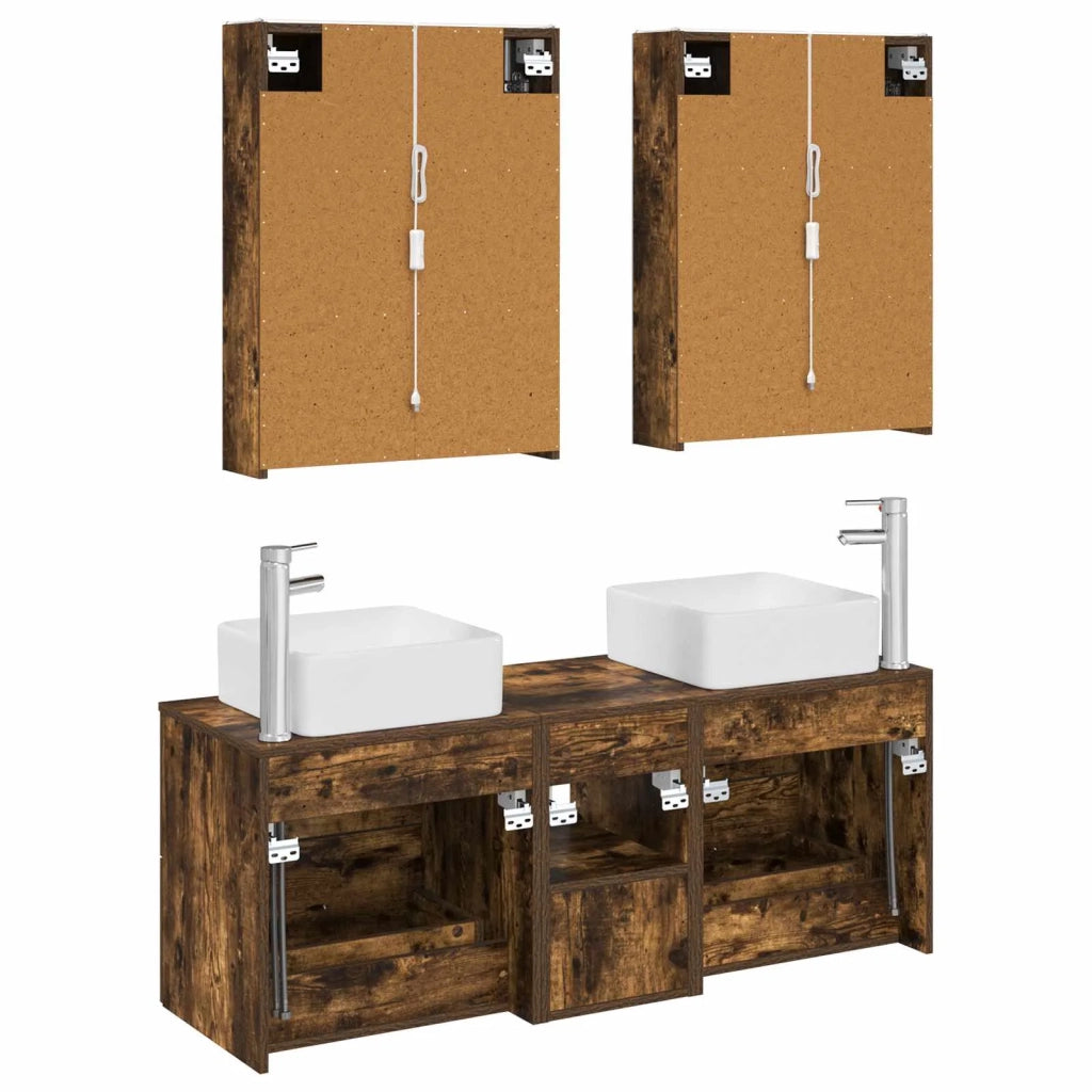 Set di mobili per il bagno 5 pcs Rovere Fumo 3406771
