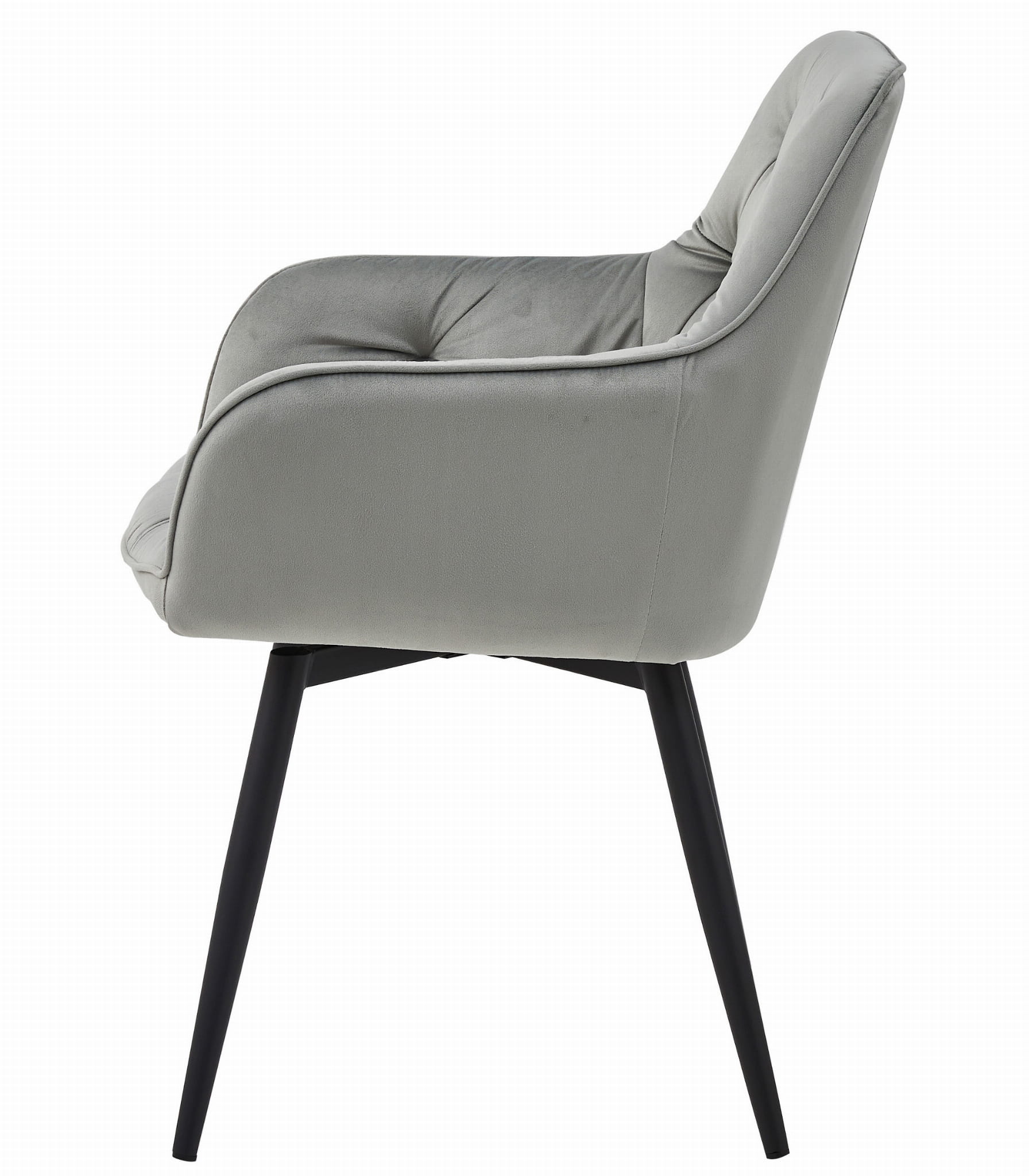 Sedia girevole in velluto VALORA LUKK360 - Grigio argento / Gambe nere