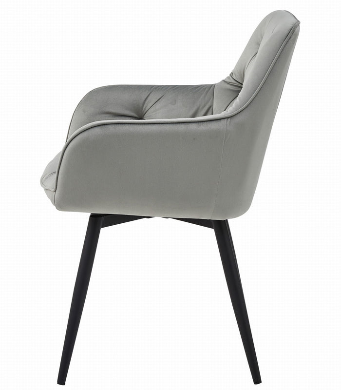 Sedia girevole in velluto VALORA LUKK360 - Grigio argento / Gambe nere