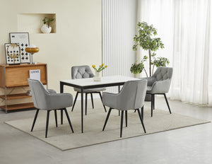 Sedia girevole in velluto VALORA LUKK360 - Grigio argento / Gambe nere