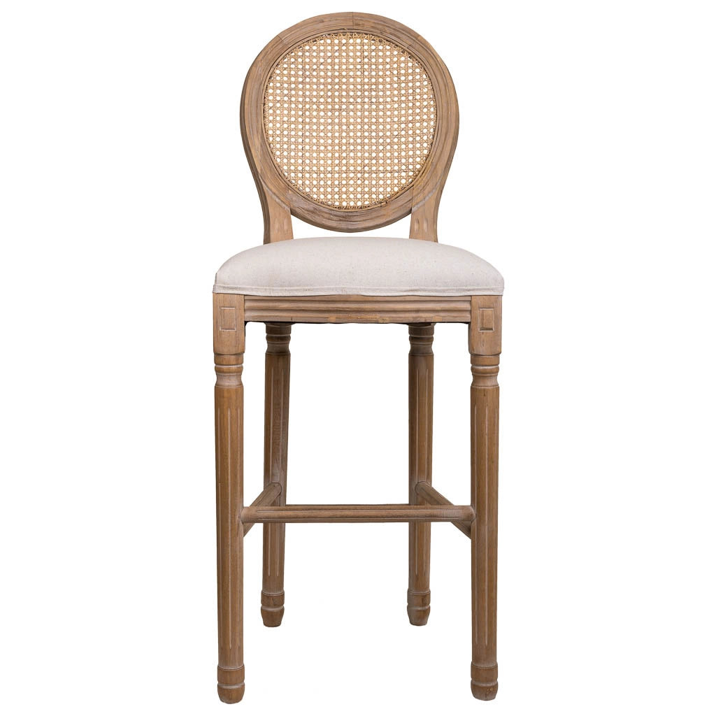 Sgabello in legno imbottito panna 48x42x76/121h