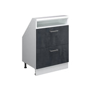 Mobile cucina sottotetto R-Line Calce nera/Bianco 60 cm con 2 cassetti Vicco