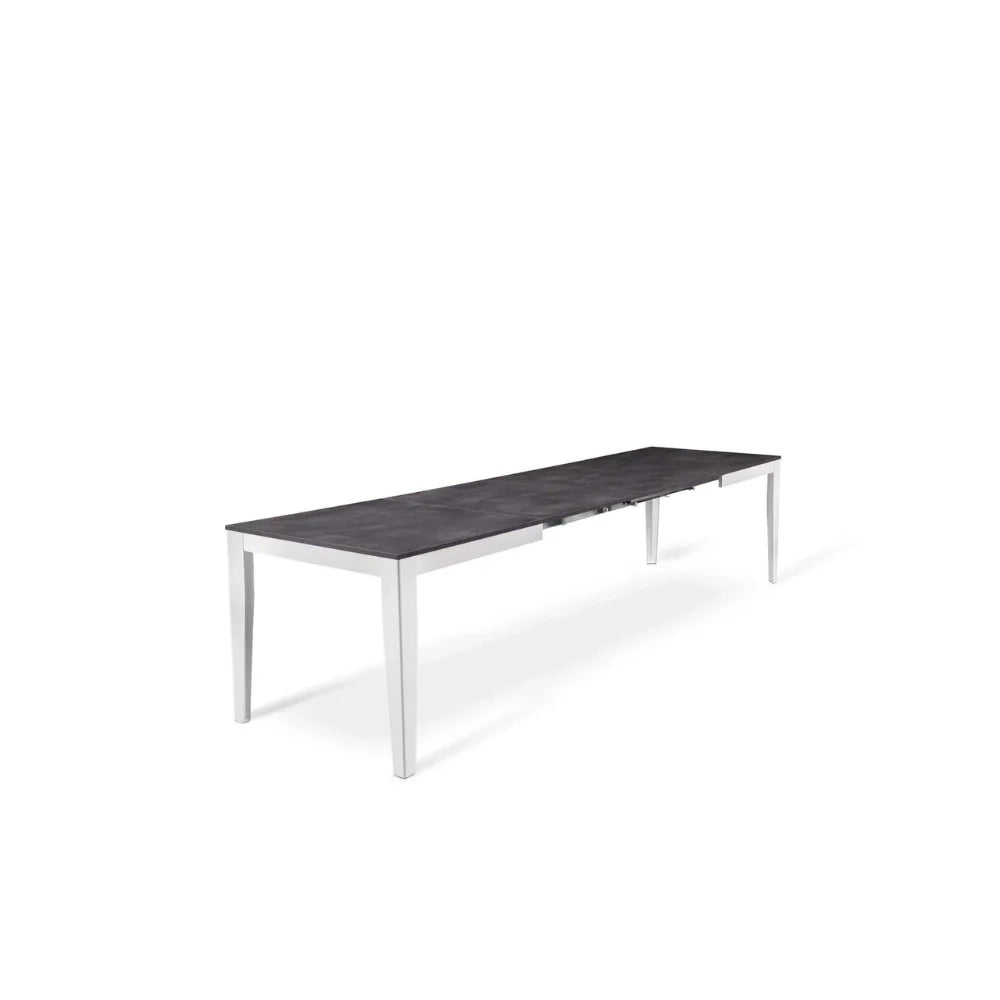 Tavolo da pranzo allungabile effetto cemento grigio Moon 156-316x90 cm fino a 12 posti Made in Italy | Duzzle