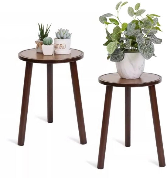 Banchi supplementari - 2 pezzi - Bambù - Rondi - Stile Mid Century - Piccole tavole salotto e supporto per piante - Duraturo e Facili da Assemblare