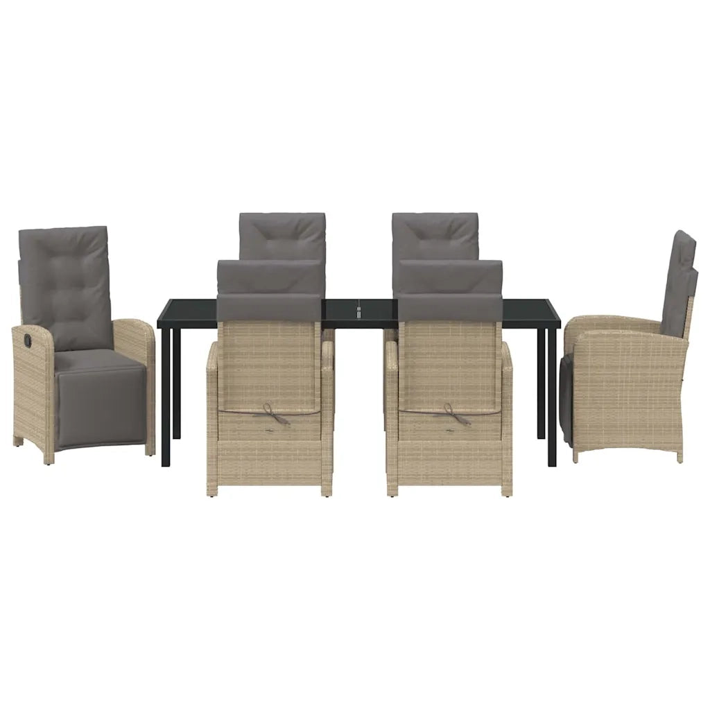 Set da Pranzo per Giardino con cuscino 7 pcs Beige polyrattan 3380342