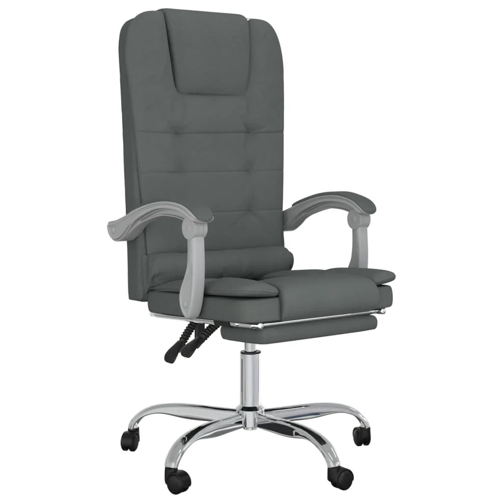 Poltrona da ufficio reclinabile per massaggi per uso al computer tessuto grigio scuro 02_0025389