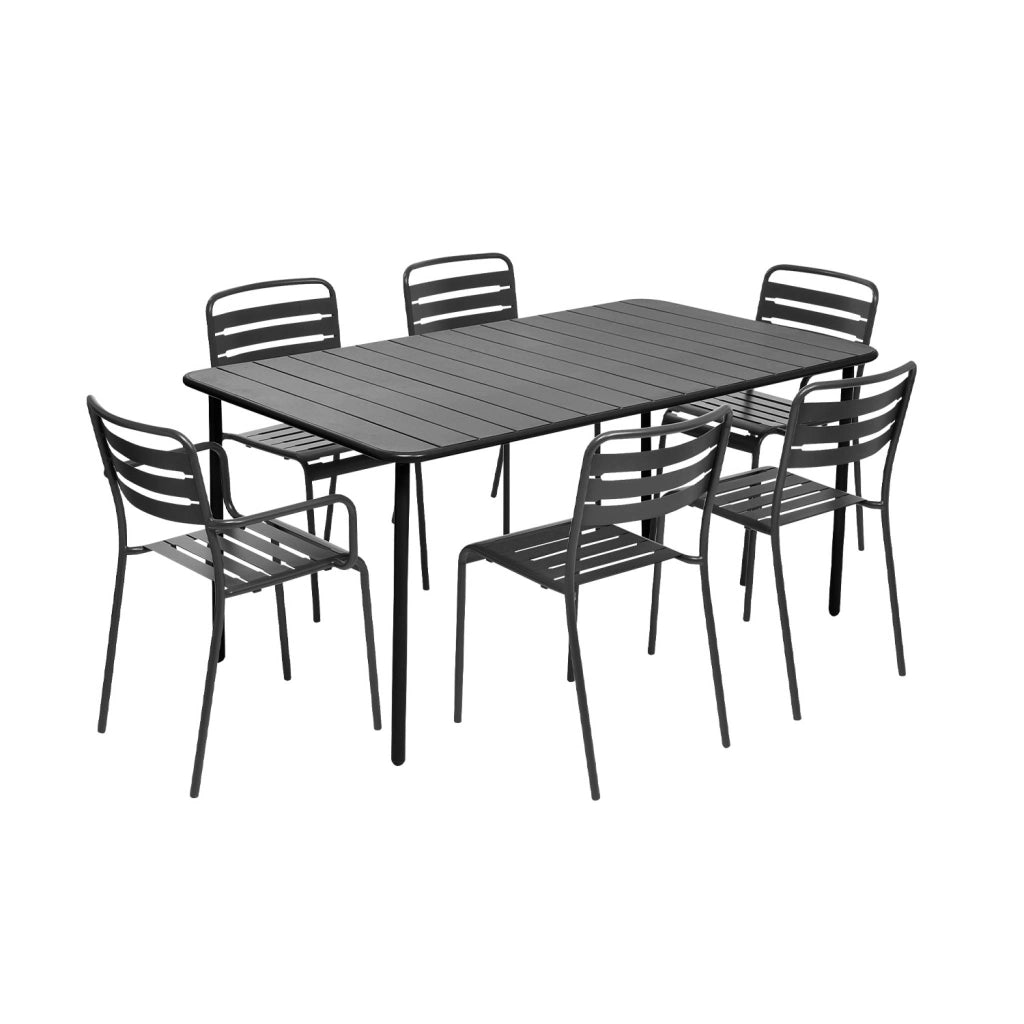 Set tavolo da giardino in acciaio con 2 poltrone e 4 sedie, antracite
