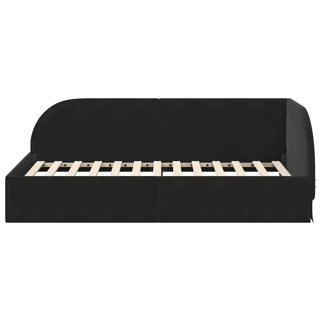 Cornice del letto ad angolo Nero 90 cm x 190 cm Velluto