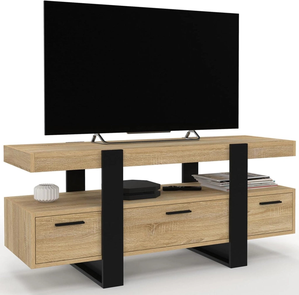 Porta TV PHOENIX legno nero con cassetti