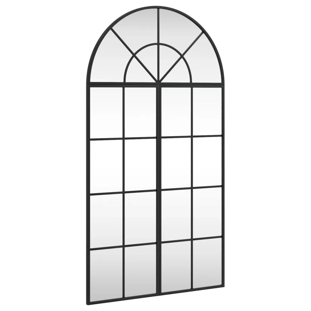 Specchio da Parete-Specchio a Muro-Specchio Decorativo Nero 60x110 cm Arco in Ferro