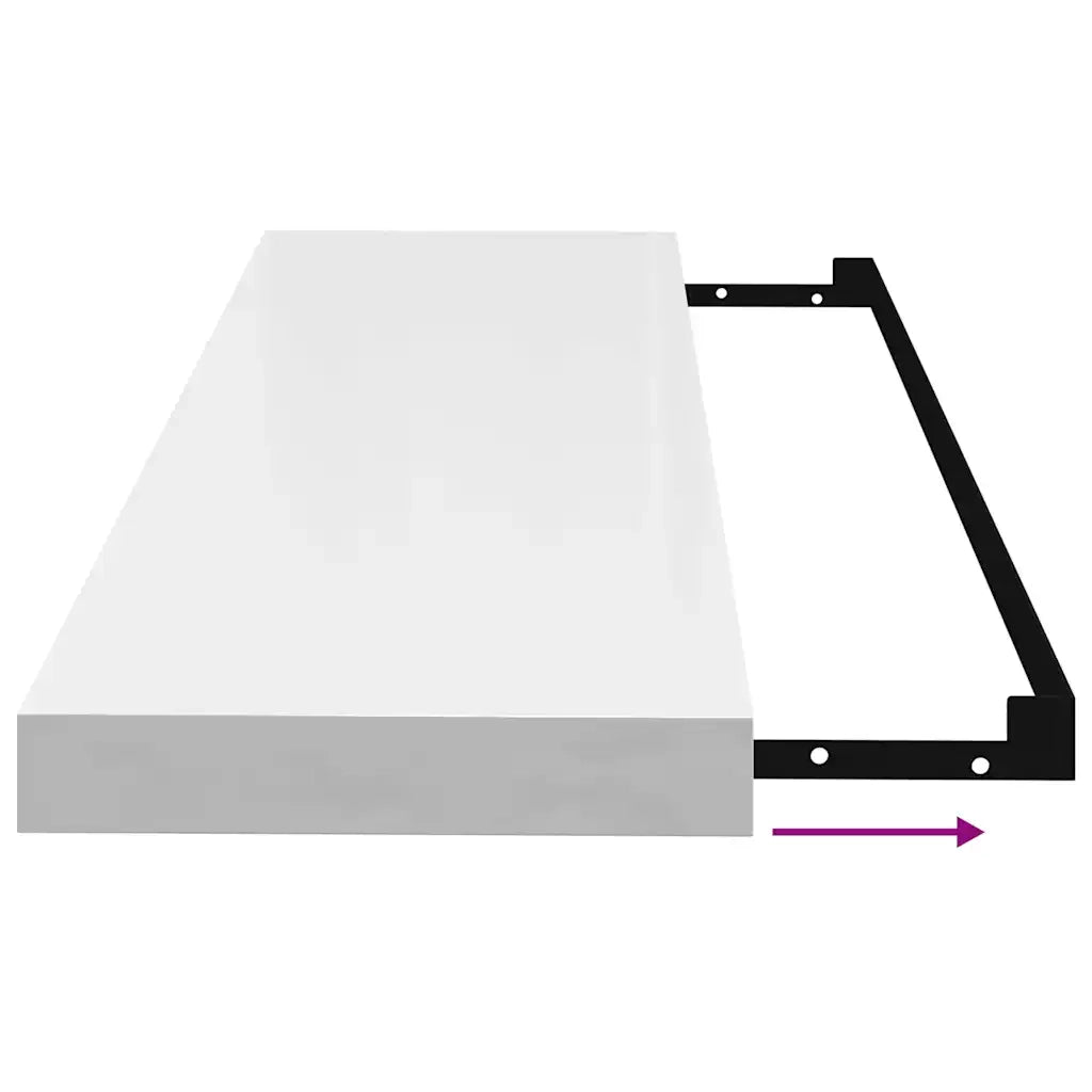 Scaffale a Parete Bianco Lucido 80x23,5x3,8 cm in MDF 323751