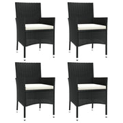 Sedie da Giardino con Cuscini 4 pz in Polyrattan Nere cod mxl 25132