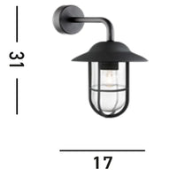 Applique Classica Toronto Acciaio Nero Vetro Trasparente 1 Luce E27