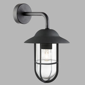 Applique Classica Toronto Acciaio Nero Vetro Trasparente 1 Luce E27