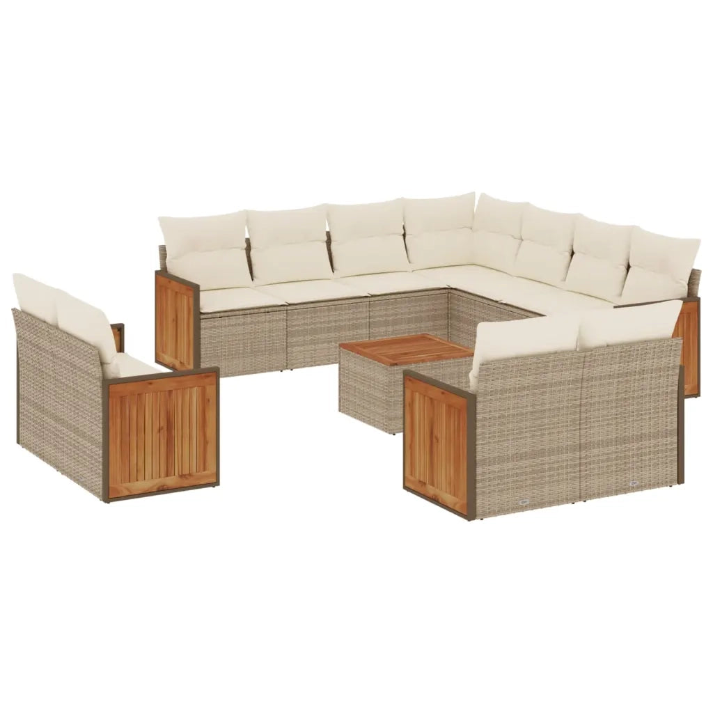 Set Divani da Giardino 12 pz con Cuscini Beige in Polyrattancod mxl 116639