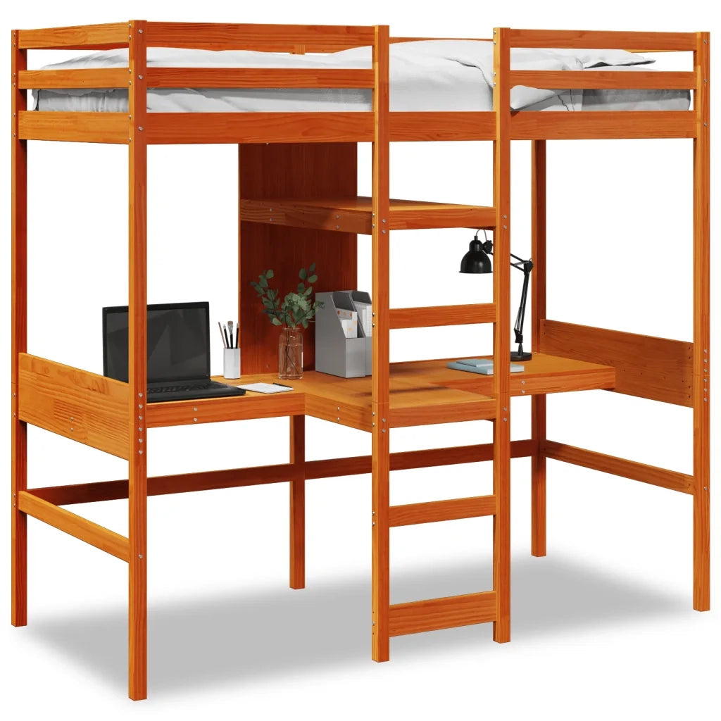 vidaXL Giroletto Soppalco senza Materasso Marrone Cera 80x200cm Pino
