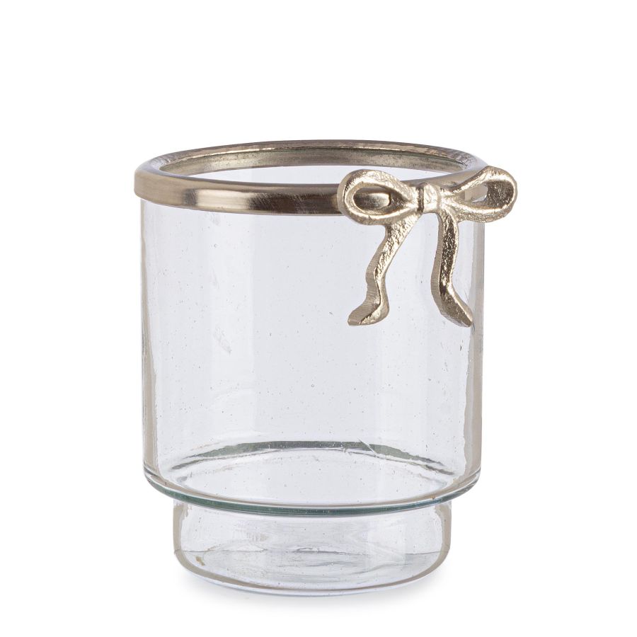 VASO DECORATIVO VETRO TRASPARENTE ARGENTO BIZZOTTO ALEXIS D11X12H