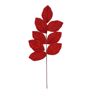 RAMO ARTIFICIALE CON FOGLIE ROSSE VELLUTO BIZZOTTO ERTEMIOS 10X70H