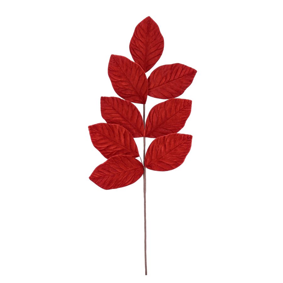 RAMO ARTIFICIALE CON FOGLIE ROSSE VELLUTO BIZZOTTO ERTEMIOS 10X70H