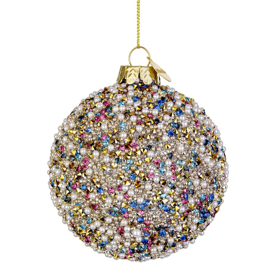 PALLINA CON PERLINE MULTICOLOR VETRO BIZZOTTO PEARLY D8