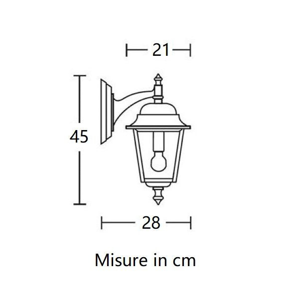 APPLIQUE DA PARETE LANTERNA MEDIA DOWN NERA DA ESTERNO 1XE27 NIZZA MORETTI